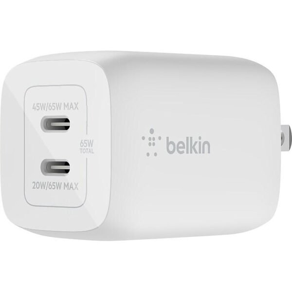 Belkin BoostCharge 65W Dual USB-C GaN Wall Charger